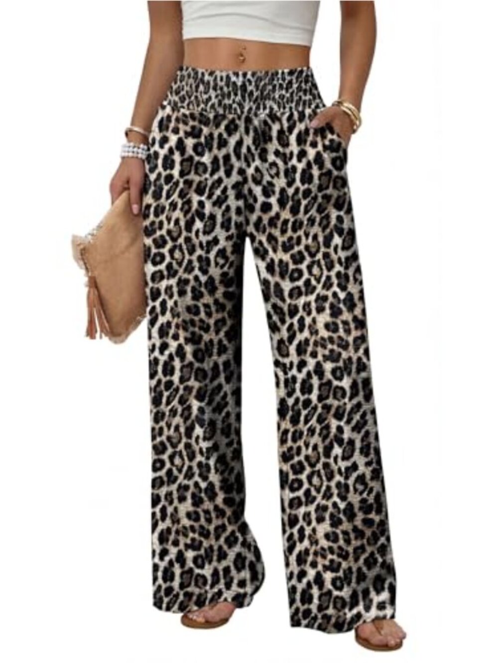 High Waist Wide Leg Pants with Pockets Casual Flowy Palazzo Trousers